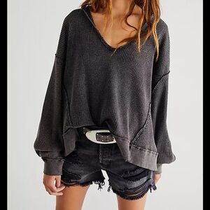 We The Free Charcoal black buttercup Knit Top